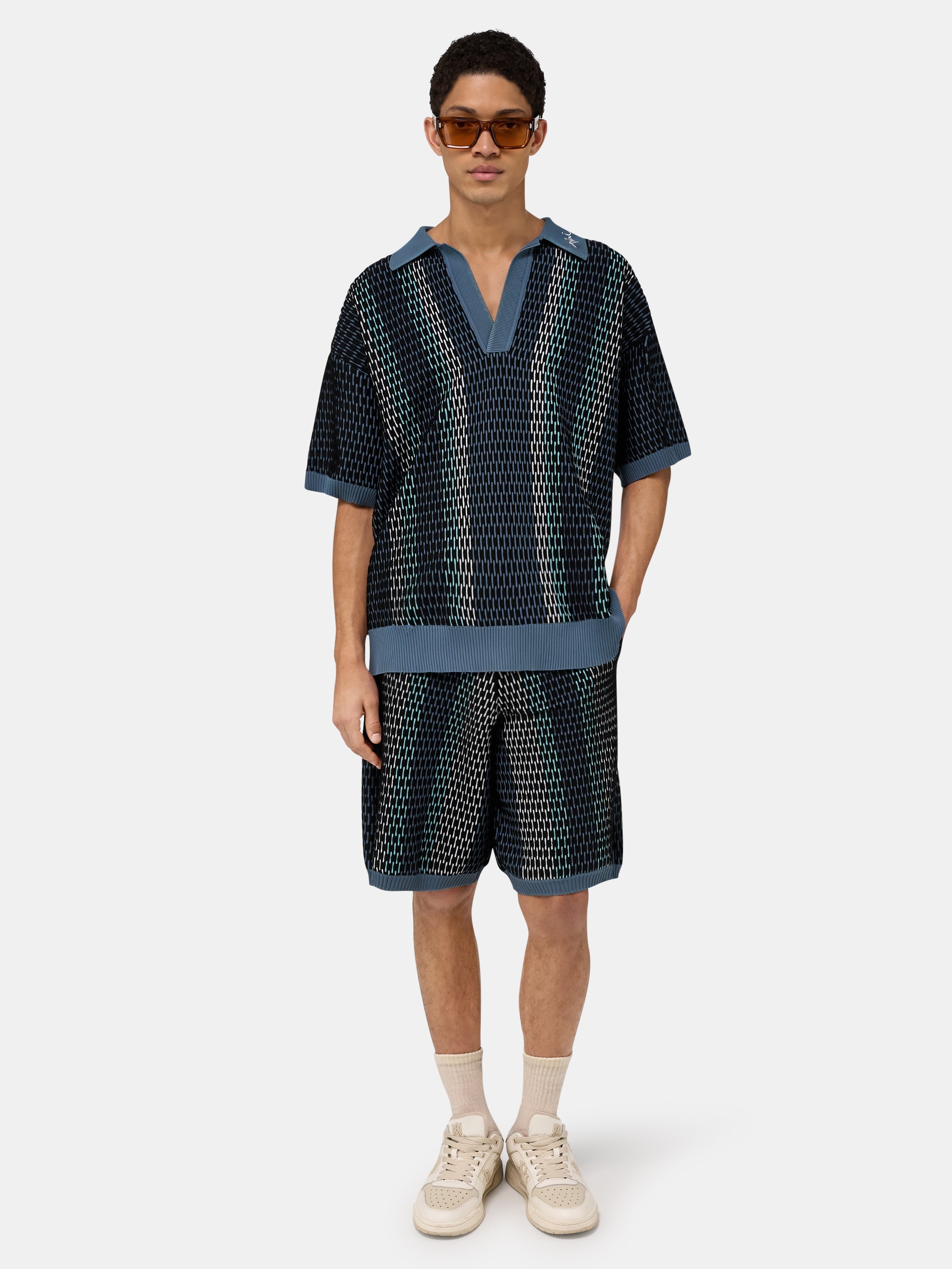 STRIPED SHORT - Blue