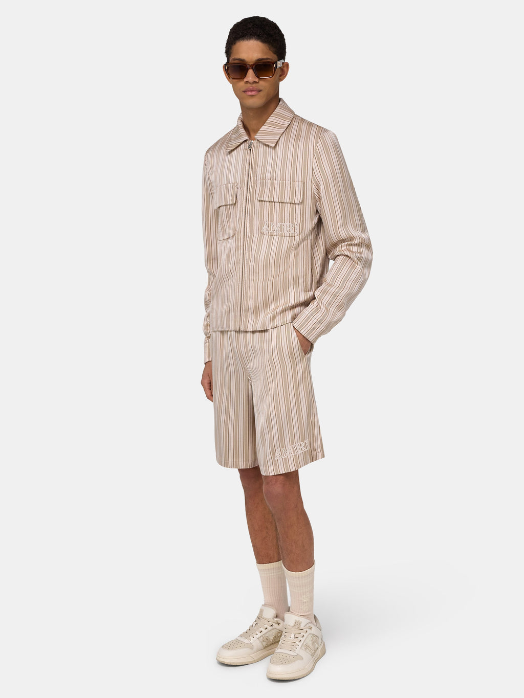 STRIPED SHORT - Alabaster