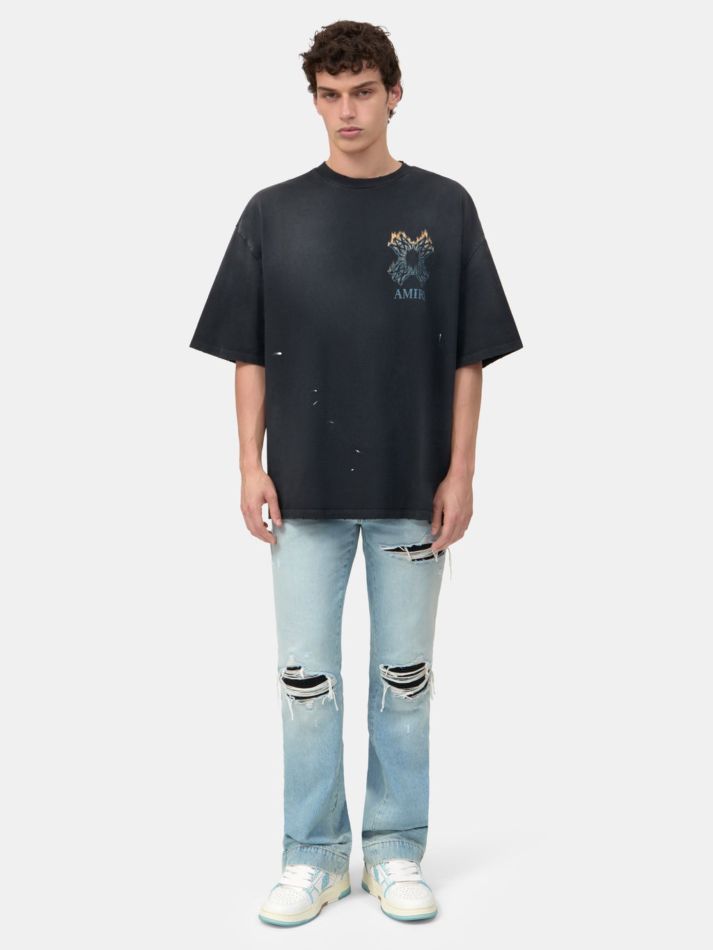 MA QUAD FLAMES OVERSIZED TEE - Black