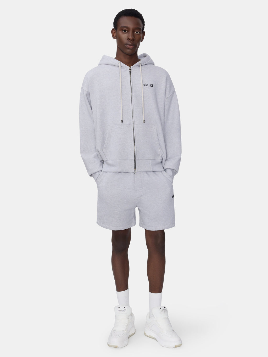 RELAXED PULL ON SWEATSHORT - HEATHER GREY