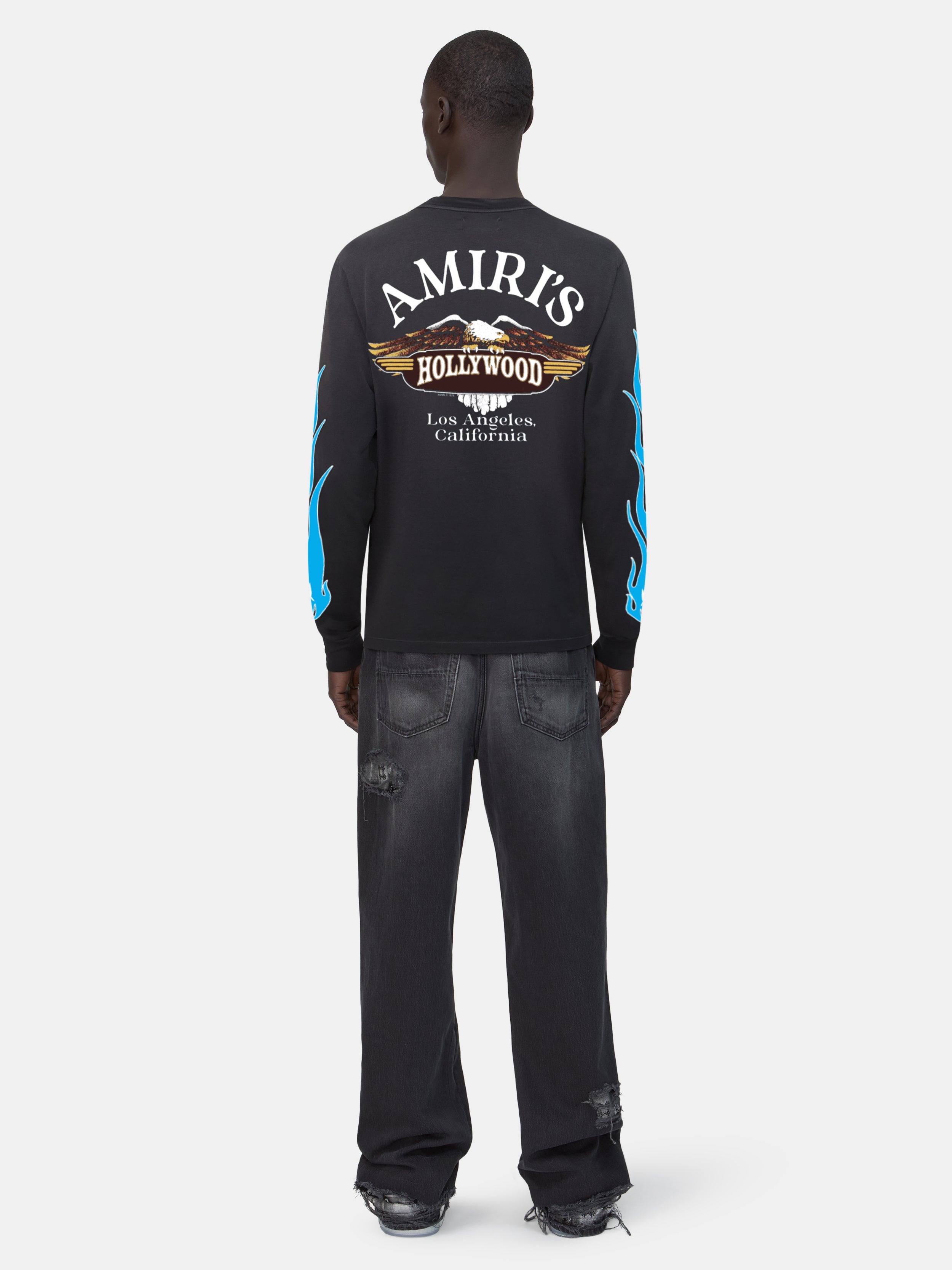 AMIRI EAGLE FLAMES LONG SLEEVE TEE - Black